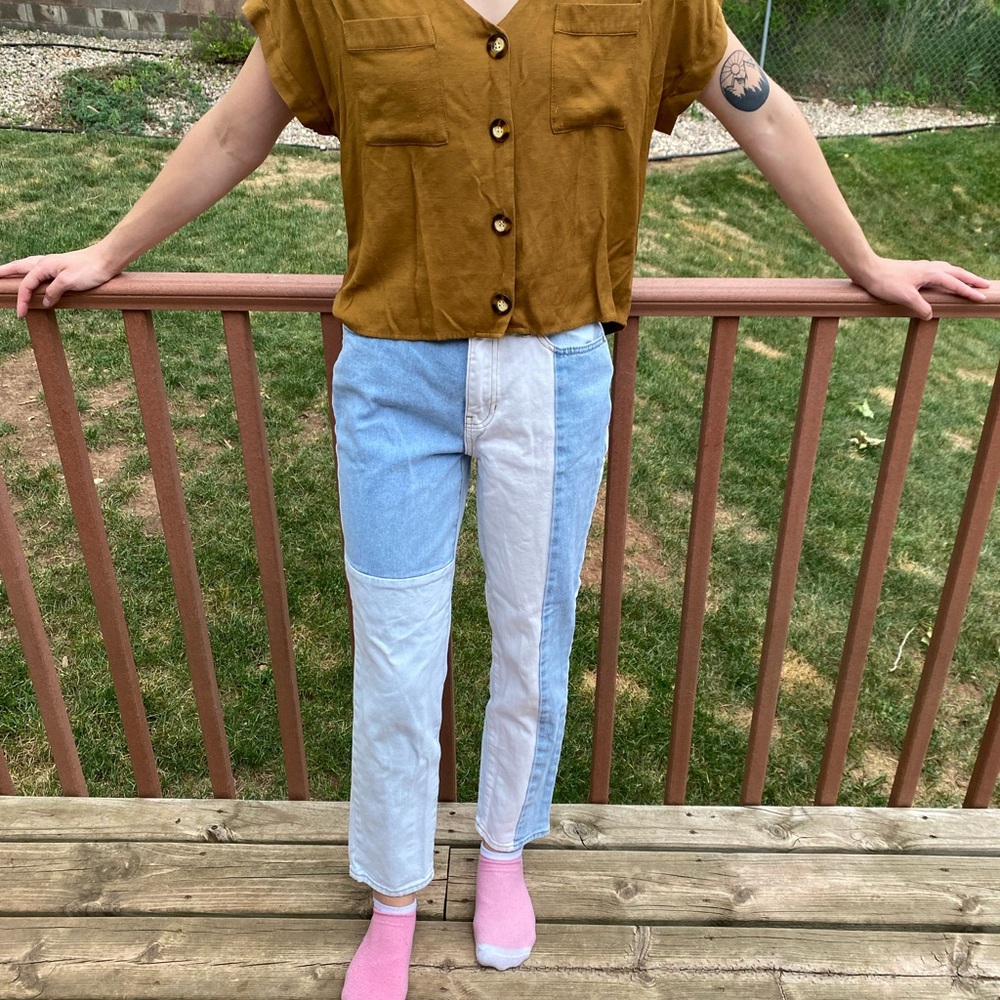 Pac sun patched mom jeans